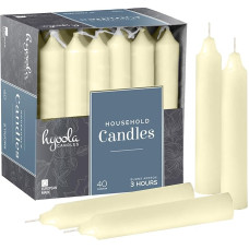 Hyoola Taper Candles - 10 cm Ivory, Drip-Free Table Candles - Candles Long Burning Time 3 Hours - Pack of 40