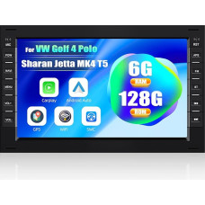 CAMECHO [6GB + 128GB 8Core] Android 13 automobilinis radijas VW Golf 4 Polo Sharan Jetta MK4 T5 Multivan su navigacija, 7 colių dvigubo DIN automobilinis radijas su Carplay Android Car Bluetooth Mirror Link FM/RDS 32EQ