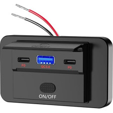 CGEAMDY Motorhome Socket Charging Socket, USB Socket Charging Socket, Car Charger, USB Socket 12V-24V, Quick Charge Waterproof with Switch, Car USB Port Charging Socket with Button Switch (Red)