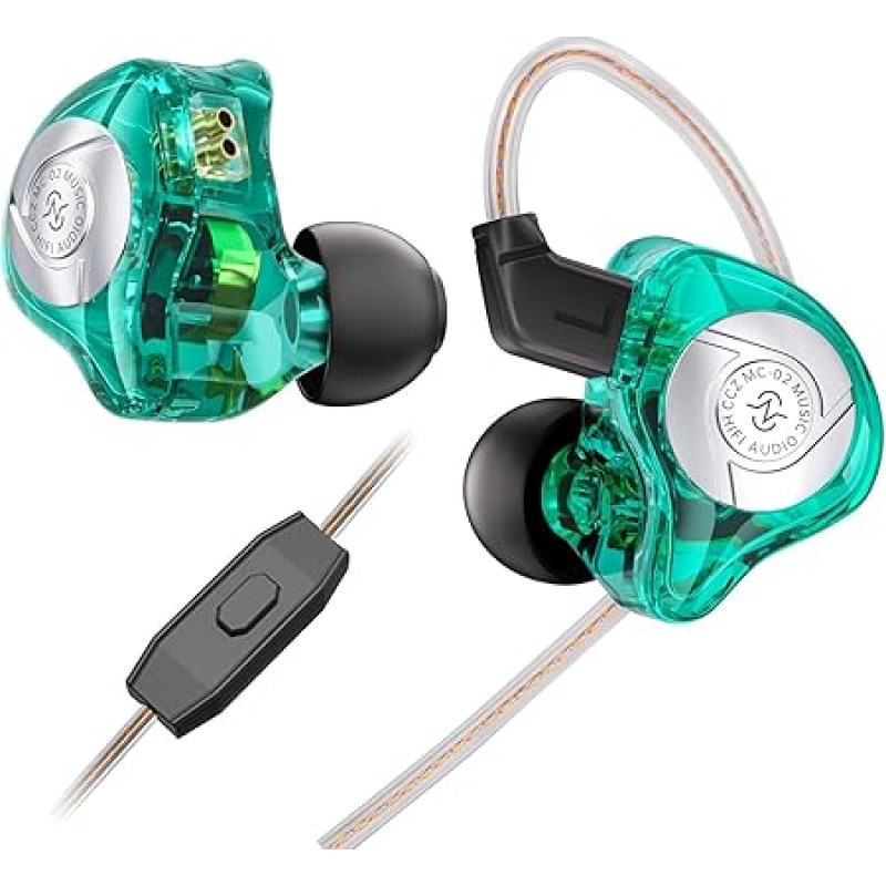 keephifi CCZ MC02 Aura laidinės IEM ausinės su mikrofonu, didelio grynumo OFC kabelis, užtikrinantis krištolo skaidrumo garsą, estetiškas dizainas, 3,5 mm DJ ausinės
