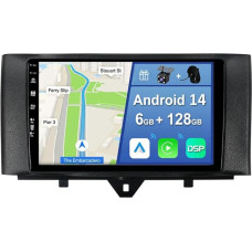 YUNTX [6GB + 128GB] Android 14 Car Radio for Benz Smart Fortwo (2011-2015)-[Integrated CarPlay/Android Auto/DSP/GPS]-9 Inch IPS Touch Screen CAM+MIC-DAB/Mirror Link/Bluetooth 5.0/AHD/360 Camera