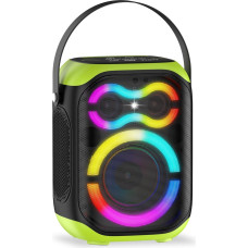 TYOTY Tragbarer Bluetooth-Lautsprecher mit LED-Lichtern, kabelloser Party-Lautsprecher, Schwarz und Grün (Schwarz)