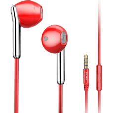 BACKWIN Wired Headphones, Wired Stereo Bass Headphones, Volume Control, Noise Isolation, 3.5 mm Jack Earphones for Smartphones, Tablets, iPod, iPad, MP3/MP4 (Red)