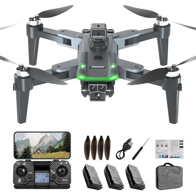 HYTOBP S166 dronas GPS dronas su 3 kameromis 1 baterija