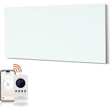 Hocosyme Infrared Glass Heater 800 W, Infrared Glass Heater with Remote Control, 120 x 60 cm, Electric Heater with Overheating Protection, WiFi (Tuya Smart), White, TÜV.