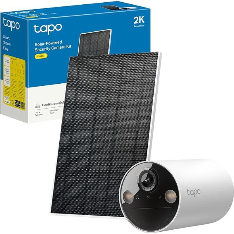 Tapo TC82 KIT 2K 3MP baterija Saulės stebėjimo kamera lauke Be priežiūros Spalvoto naktinio matymo lauko kamera Be mėnesinio mokesčio Išmanusis asmens aptikimas IP65 Veikia su 