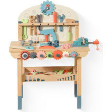 WOODENFUN Wooden Children's Tool Table Toy Tool Box Children's Workbench Children's Tool from 2 3 4 Years Montessori Toy Gift Educational Games Tool Case for Children (Wood Colour)