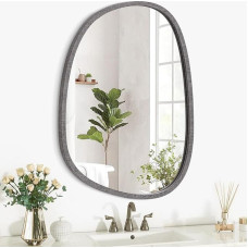 Lzuso Medinio rėmo pakabinamas veidrodis sienai Asimetriškas netaisyklingas juodas ovalus sieninis veidrodis vonios kambariui Sieninis veidrodis Dekoratyvinis miegamojo kambario prieškambario veidrodis Unikalus veidrodis