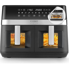 CASO AirFry DuoChef - karšto oro keptuvė - 2-in-1 oro keptuvė su 2 kepimo krepšiais arba kaip didelė oro kepimo orkaitė, 14 litrų, oro keptuvė su 10 programų, 50-200 °C, laikmatis, galima plauti indaplovėje