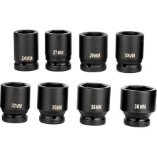 Smūginių veržliarakčių veržlių 3/4 colio rinkinys 8 dalių smūginių lizdų rinkinys 19,05 mm (3/4 colio) smūginių lizdų rinkinys 24-38 mm smūginių lizdų rinkinys, skirtas varžtams atlaisvinti / išsukti