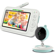 Heart of Tafiti Babyphone mit Kamera und Nachtsicht, 5 Zoll 720P HD Quad View Split Screen, Kein WLAN, Auto Noise Reduce, VOX/Sprachaktivierung, 1000 Fuß Reichweite, Aqua 50