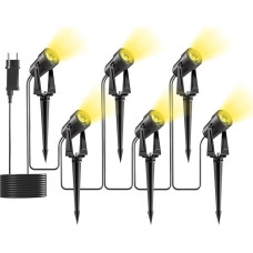 Yuusei sodo apšvietimo 6/20 m rinkinys, šiltos baltos spalvos 3000 K LED prožektorius lauke, IP65 vandeniui atsparus sodo šviestuvas, skirtas lauko sodui, terasai, medžiams, vejai