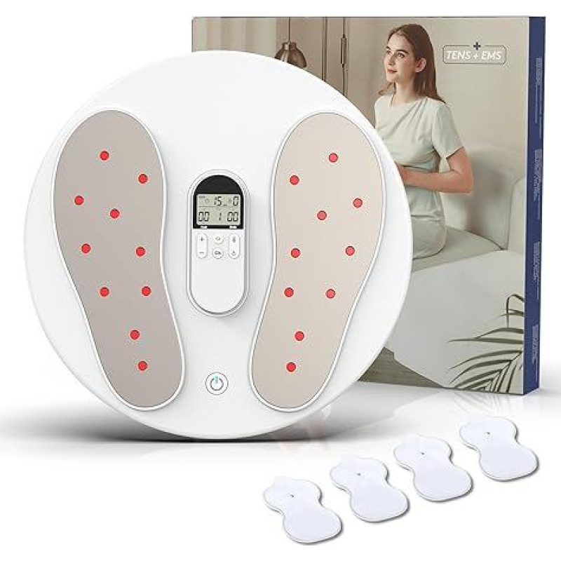 Medicinos kraujo apytakos stimuliatorius su šiluma pėdoms ir kojoms, šildomas EMS pėdų masažuoklis su 4 dešimtukais, malšina raumenų skausmą, nepakankamą kraujo apytaką ir skatina kūno opų gijimą