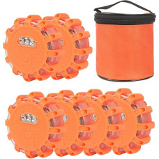 Yuanjoy Pack of 6 Warning Lights, LED Road Torches, Safety Flashing, with Magnetic Base and Hook, 9 Light Modes for Road Safety, for Cars, Trucks, Boats