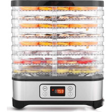 Meykey Deshidratador de Alimentos 8 Pisos Bandejas, Deshidratador de Frutas y Verduras 400 W with Temporizador 72H y Temperatura Adjustable, Pantalla LCD,sin BPA, White