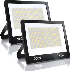 YIQIBRO 200 W LED lauko prožektorius, IP67 vandeniui atsparus prožektorius, 20000 lm, 6500 K, vėsiai baltas, itin ryškus LED prožektorius su transformatoriumi, lauko prožektorius sandėliui, sodui, garažui, kiemui