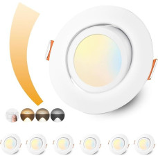 zexhy LED įleidžiamas prožektorius 230 V Dimmable LED Spotlights 6 W Swivelling Recessed Lights IP44 Lubų prožektoriai Šilta balta 3000 K Neutrali balta 4000 K Šalta balta 6000 K Gyvenamasis kambarys, vonios kambarys