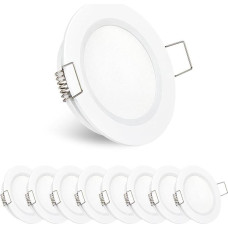Obeaming Set of 8 LED Recessed Spotlights, 12 V LED Spotlights, 12 V Recessed Spotlights for Motorhome, Boat, Camper, Caravan, Van, DIA 70 mm, CRI93 Aluminium (White, 3000 K)