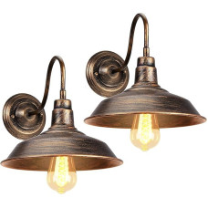 iDEGU 2 Pieces Industrial Wall Lights, 26cm Vintage Wall Lamp Indoor Retro Wall Spot E27 Wall Lighting Wall Spotlight for Kitchen Living Room Hallway Office (Color : Bronze)