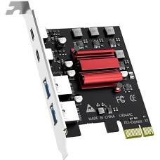 GLOTRENDS U3044AC 4 prievadų (2 x C + 2 x A tipo) USB 3.0 5Gb/s PCIe išplėtimo plokštė, skirta 