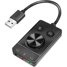 LogiLink USB 2.0 Audio Adapter with Volume Control, 3 x 3.5 mm Jack Connectors (TRS/TRRS)