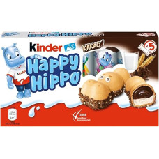kinder Happy Hippo Cocoa - traškūs vafliai su pienu ir kakavos kremu - 1 pakuotė po 5 atskirus batonėlius po 20,7 g
