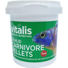 Vitalis Cichlid Carnivore Pellets 1 mm granulės mėsėdžiams ciklidams | Granulės žuvų maistui akvariume ir tvenkinyje | Granulės Cichlid Food Fish Food with Natural (1 mm, 70 g)