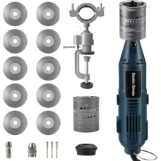 180 W elektrodų šlifuoklis TIG suvirinimui, 6 dydžiai, 8 kampai, TIG suvirinimo rotacinis įrankis su plokščiu šlifavimo bloku, 10 deimantinių diskų, 3 CNC įtvarai