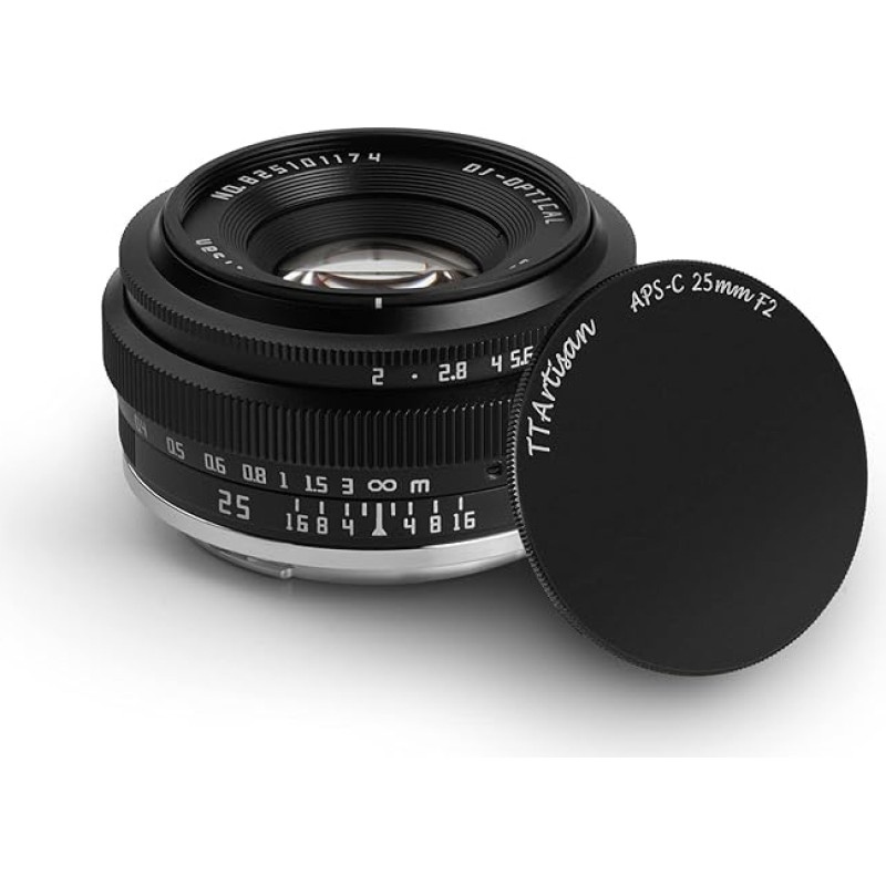TTARTISAN 25 mm F2 APS-C objektyvas, suderinamas su MFT M4/3 laikikliu turinčiais veidrodiniais fotoaparatais epm1 emp2 E-PL1 E-PL2 E-PL3 E-PL5 E-PL6 G2 G3 G5 G6 G7 G9 GH1 GH2 GH3 GH4 GH5 GH5 GH5S
