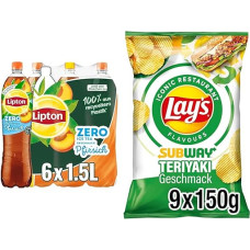Refreshing Iced Tea and Crispy Chips: Lipton Ice Tea Zero Peach (6 x 1.5L) & Lay's Subway Chicken Terriyaki (9 x 150 g)