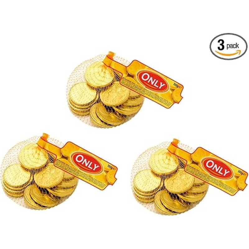 Tik šokoladinės monetos Auksinės monetos Piratų lobio monetos Pinigai Schokolade 3 x 100 g