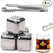 Viskio akmenų rinkinys, 4 viskio akmenys ir žnyplės, dovanos vyrams, gimtadienio dovana vyrui, viskio priedai - daugkartinio naudojimo ledo kubeliai