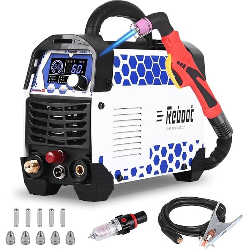 Plazminės pjovimo staklės 60A, be lietimo, pilotinio lanko plazminio pjovimo staklės, 240 V, skaidrus pjovimas, 10 mm skaitmeninis ekranas, atnaujinimas RBC6000L PRO