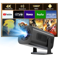 Eroshoo Mini Projector, 4K Home Cinema with Android 11.0 Portable Projector, Supports 2.4/5G Dual WiFi and BT 5.2, 1080P Full HD with Auto Keystone, 210° Rotation, Black