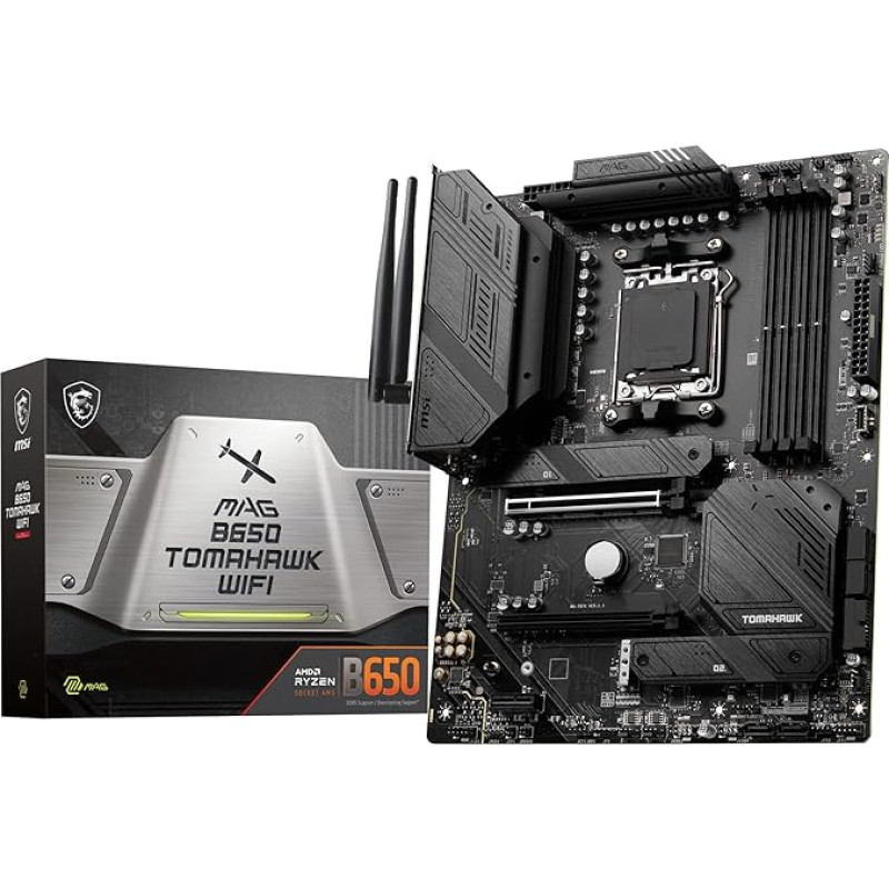 MSI MAG B650 Tomahawk WiFi AMD Ryzen 7000 serijos (AM5) pagrindinė plokštė su B650 mikroschemų rinkiniu ATX MB5907