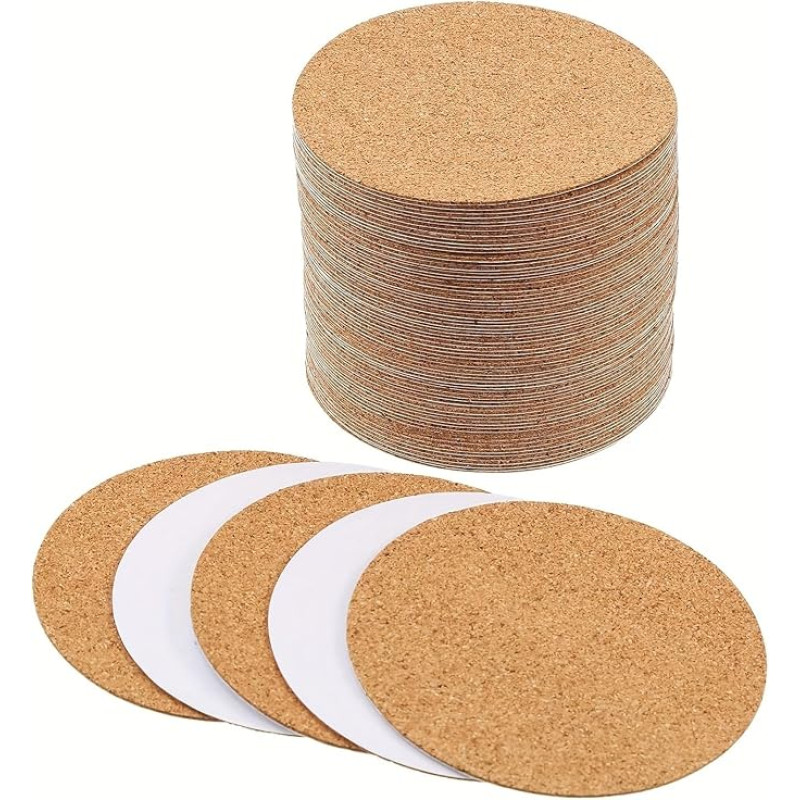 SDIUAKBV Korktafel Selbstklebend 20-60 Stück Selbstklebende Korkplatten for DIY-Untersetzer, runde Korkfliesen-Matte, Korkrückseite for Wanddekoration, Basteln(60Pcs)