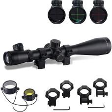 ToopMount Rifle Scope 3.5-10x50 Red/Green Reticle View Finder with 11mm Dovetail 20mm Weaver/Picatinny Rail Mounting Rings for Outdoor Sports
