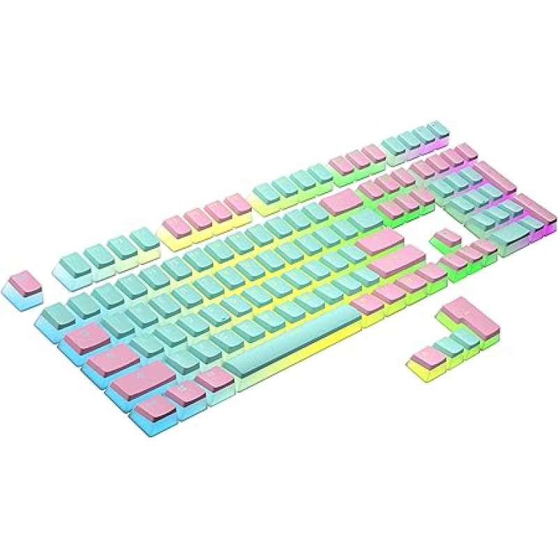Ranked Pudding PBT Keycaps | 112 Double Shot Translucent ANSI US ir ISO Layout | OEM profilis RGB mechaninei žaidimų klaviatūrai (Majamis)