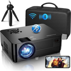 WiFi Projector Full HD Bluetooth Projector Built-in DVD Player, Portable Mini DVD Projector, 250 Inch Home Cinema, 4K Support, 20000LM 1080P, Compatible with iOS/Android/TV Stick/PS4/HDMI (Black)