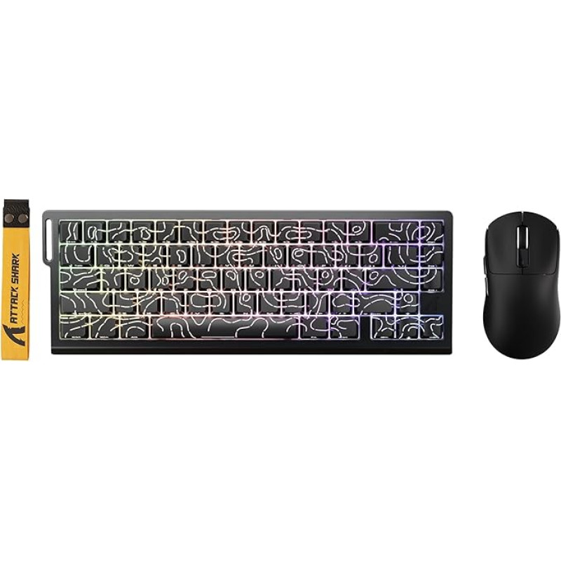 ATTACK SHARK X68 HE Kabelgebundene Magnetische Tastatur mit X3 Kabelloser Gaming-Maus-Kombination, 8000Hz Rapid Trigger Tastatur, 0,01 mm RT-Präzision, 49g Maus, PAW3395, 26000 DPI - Juodos spalvos ekranai