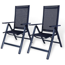 CCLIFE CushHom sodo kėdės Aliuminio 2 aukštų atlošų sulankstomų balkono kėdžių rinkinys 7 kryptimis reguliuojamos iki 150 kg tamsiai pilkos spalvos Modelis: RelaxPro