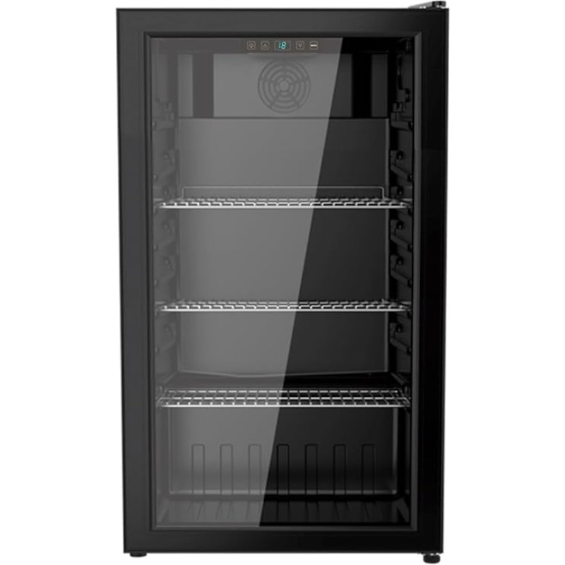 YUNA Cool-View GKS90B stiklinių durų šaldytuvas, 89 l, juodas