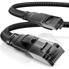 CSL 15 m CAT8.1 plokščias 40 Gbits tinklo kabelis - medvilninis apvalkalas - LAN kabelis - CAT8 Gigabit RJ45 Ethernet kabelis - 40000 Mbits greitis - plokščias juostinis kabelis - instaliacinis kabelis - Cat6 Cat7