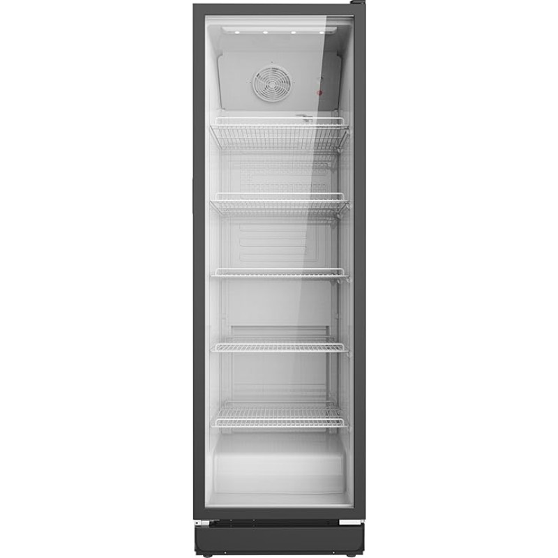 SCHOEPF GKS350SB Komercinis gėrimų šaldytuvas - Recirkuliacija - Stiklinių durų šaldytuvas - 347L - 5 reguliuojamos vielinės lentynos - Juodas - 194,5cm aukščio