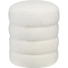 HOMCOM Stool Round with Teddy Velvet Look Footstool Ottoman for Bedroom Living Room Cream White Diameter 40 x 45 cm