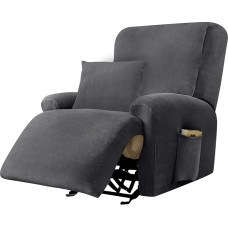 Alishomtll Stretch Cover for Recliner Chair, 4 dalių Velvet Armchair Protector, Stretch Washable Armchair Cover, Elastic Covers for TV Chair, Armchair Cover with 1 Cushion Cover and 2 Pockets (1)