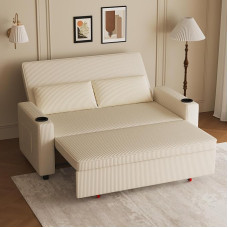 JUMMICO Sofa lova 2 vietų maža sofa su miego funkcija, išskleidžiama sofa lova su pagalvėle, sofa lova velvetinis užvalkalas su gėrimų laikikliu Sulankstoma sofa lova svetainei ir miegamajam