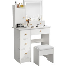 ZenkiHome Dressing Table with Square Mirror and Lights 80cm Dressing Table with Stool