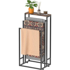 LIANTRAL Laisvai pastatomas rankšluosčių stovas vonios kambariui, 3 pakopų lubų laikiklis, tvirtas grindų rankšluosčių stovas su lentyna, erdvę taupantis rankšluosčių džiovintuvas vonios kambariui, bendrabučio kambariui