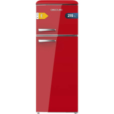 Cecotec Bolero CoolMarket 2D Origin 215 Red E Kühlschrank 2 Türen Retro 215 L Höhe 148,2 cm und 55,2 cm Breite, LED, verchromter Griff, Glasplatten, Temperaturkontrolle, Rot